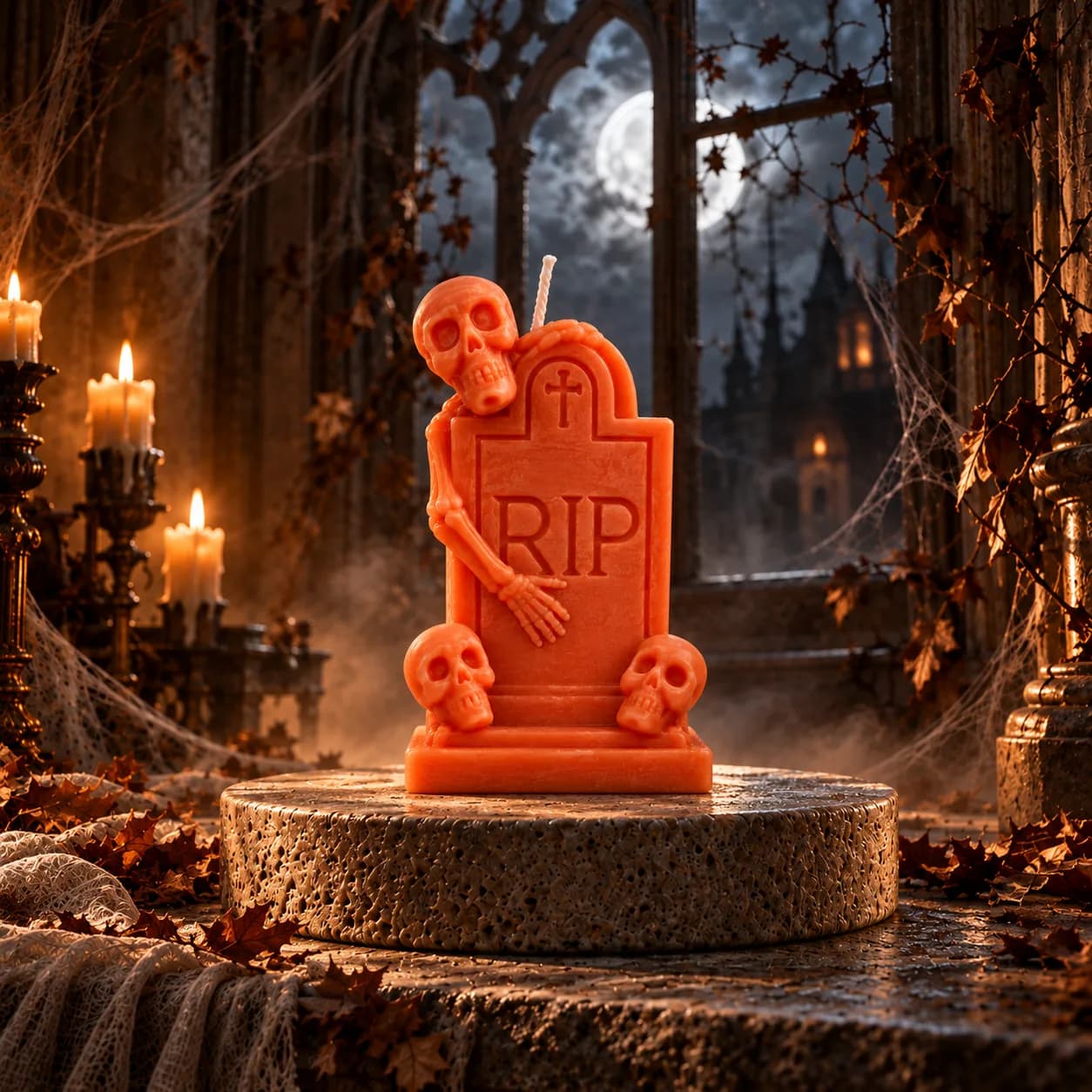 RIP Gravestone Candle — handcrafted soy-wax candle from Maison de Lumière
