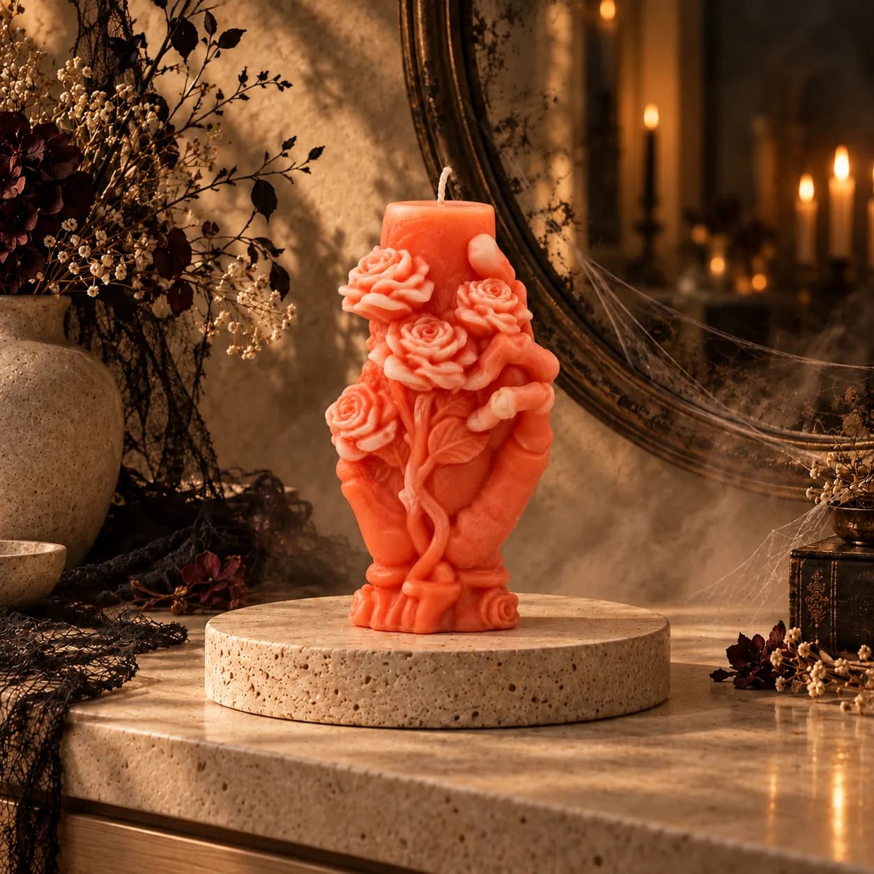 Rose Hands Candle — handcrafted soy-wax candle from Maison de Lumière